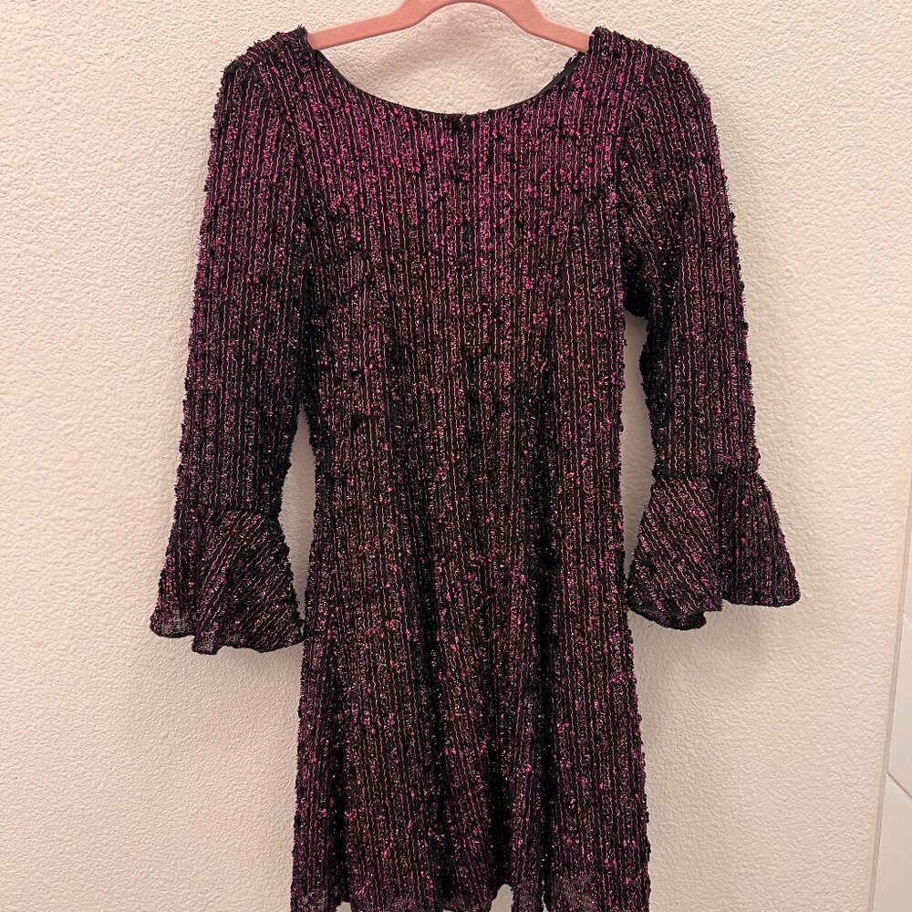 Zoe Ltd Black & Purple Bell Sleeve Dress - Like-new